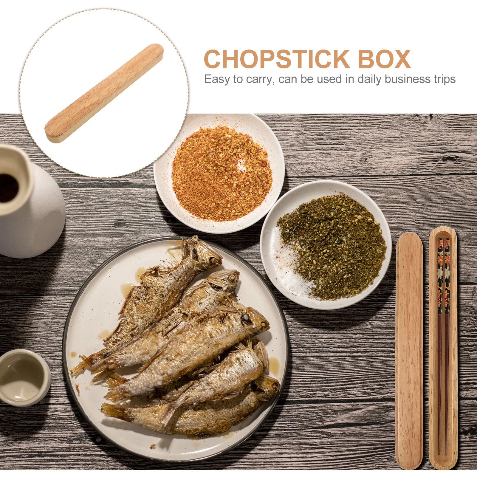 

Portable Wooden Chopsticks Box Reusable Classic Container Safe Gift for Friends Colleagues Practical Wood Chopsticks Box