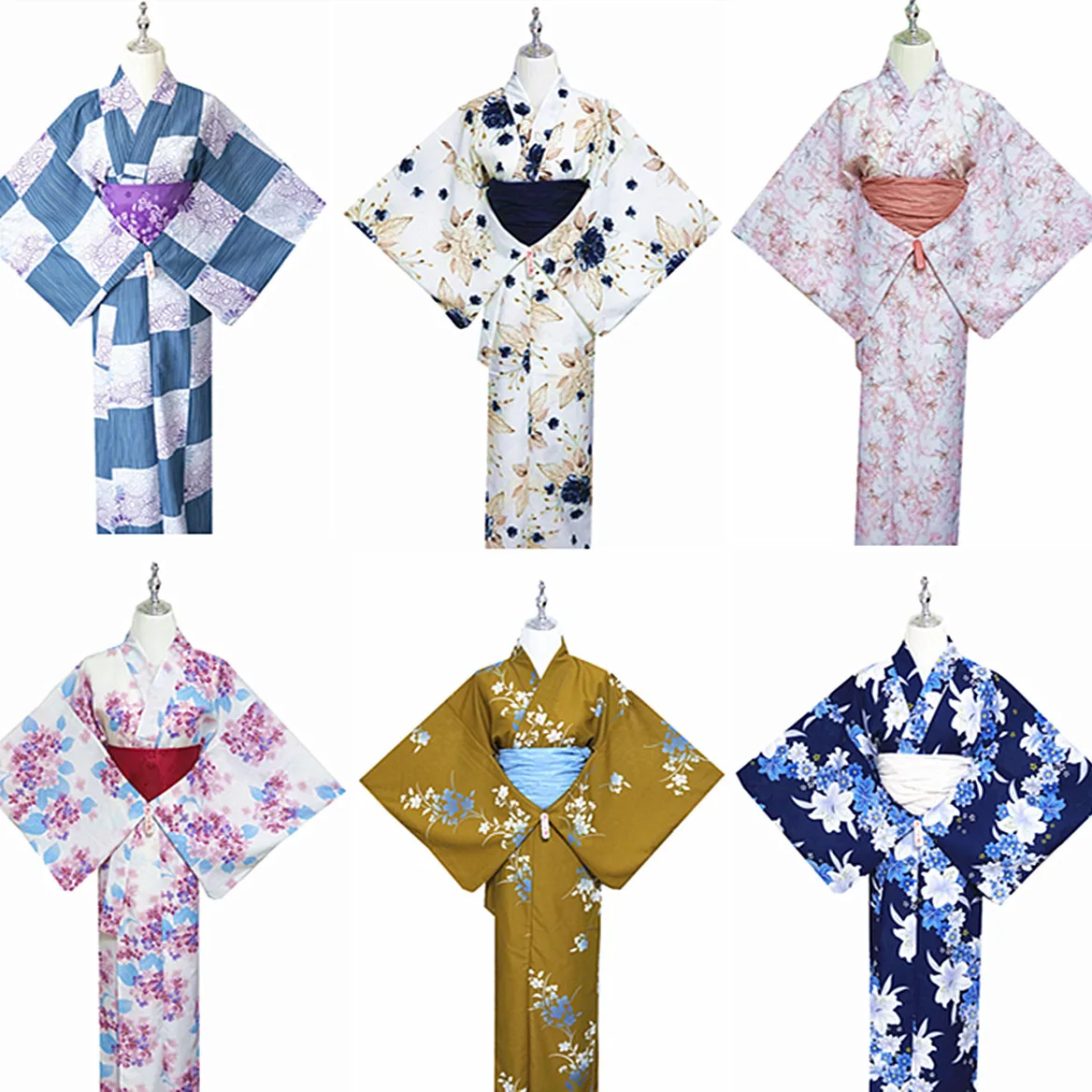 Traditional Style Women's Kimono Bathrobe Anti-Wrinkle Fabric Japanese Cute Travel Cos Fireworks Festival Clothing