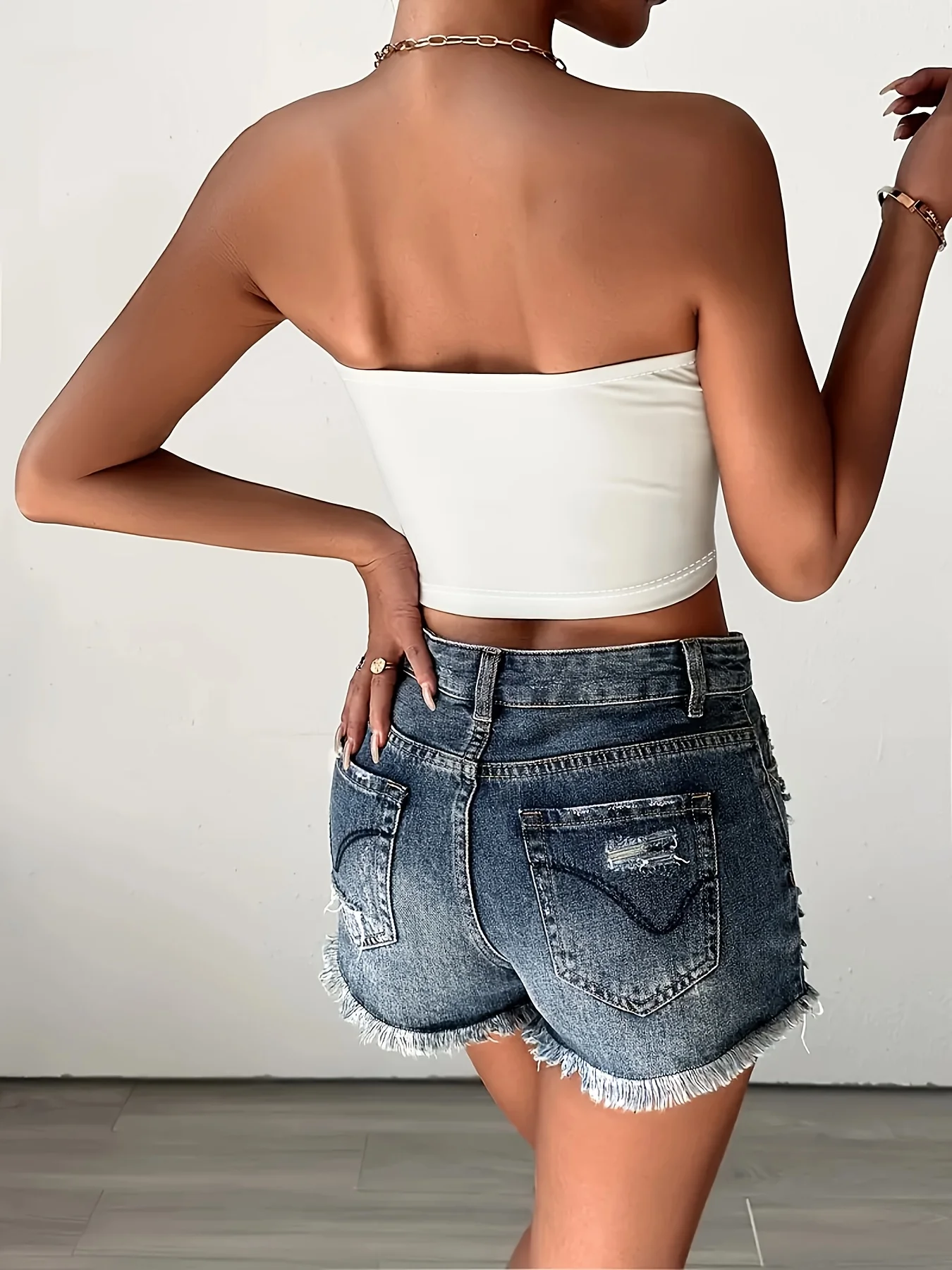 Pink Hunter Letter Spider Web Print Off-Shoulder Bralette Rock Style Y2K Plaid Kurzarm-Top Damen Punk Streetwear – Detail 4