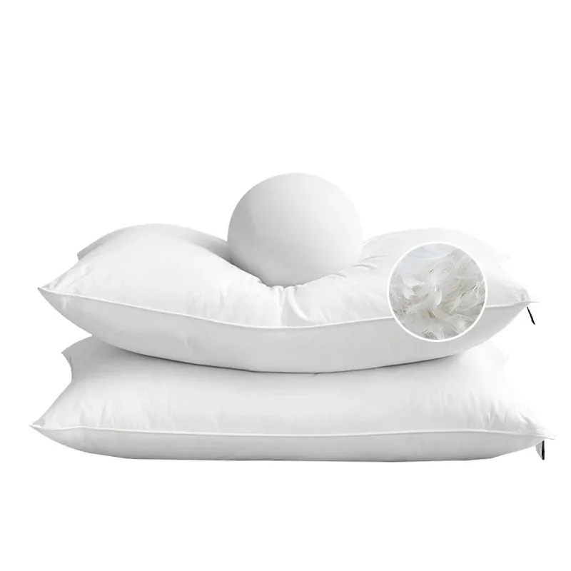 Luxury White Goose Feather Pillow 5-Star Hotel Quality Orthopedic Support 48x74cm Soft & Breathable Sleep Pillow for Single Bed