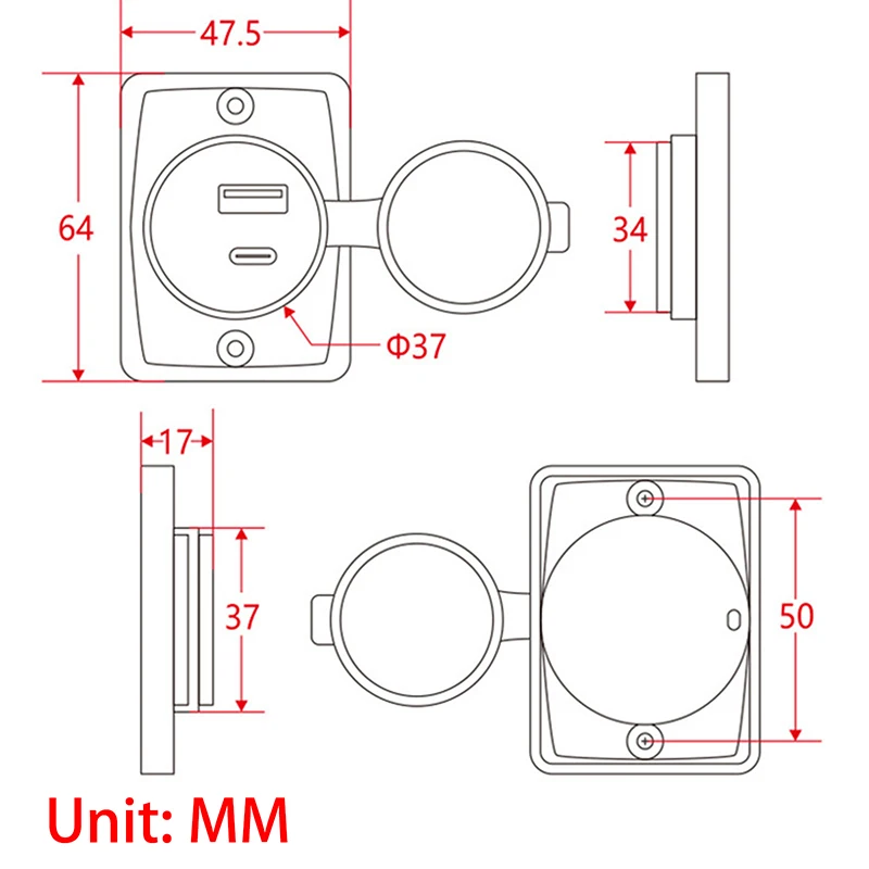 B21PD QC + PD/ B21 A + C 3.1A شاحن سيارة المزدوج USB محول شكل دائري مقاوم للماء Soacket محول الطاقة التبديل لسيارة شاحنة قارب