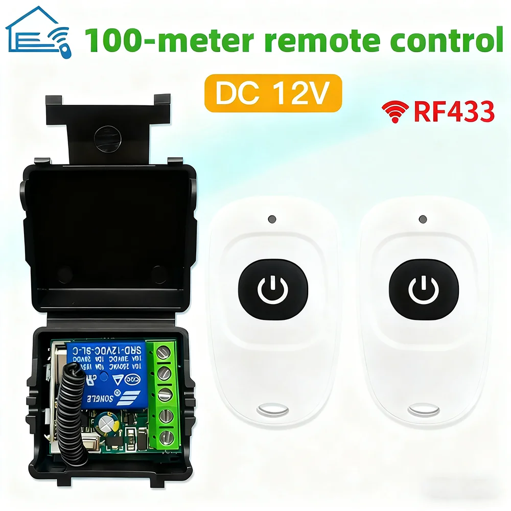 DC12V10A Remote Control Smart Switch Universal RF 433MHz Gate Garage Door Led Lighting Asking Code Relay Receiver Mini Module