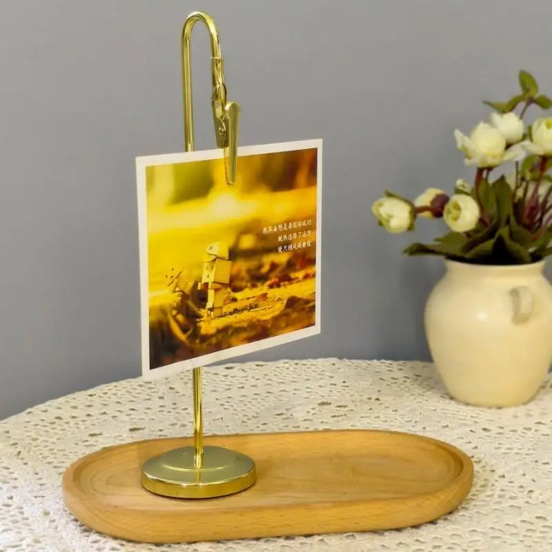 Romantic Metal Place Card Holder Non-Slip Base Memo Clip Holder Sturdy Construction Photo Clip Stand Wedding Supplies