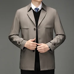 Fall Men's Clothing Trench Coat Lapel Single Breasted Straight Business Casual Youth Youth Popular Style  Winter Jacket Men