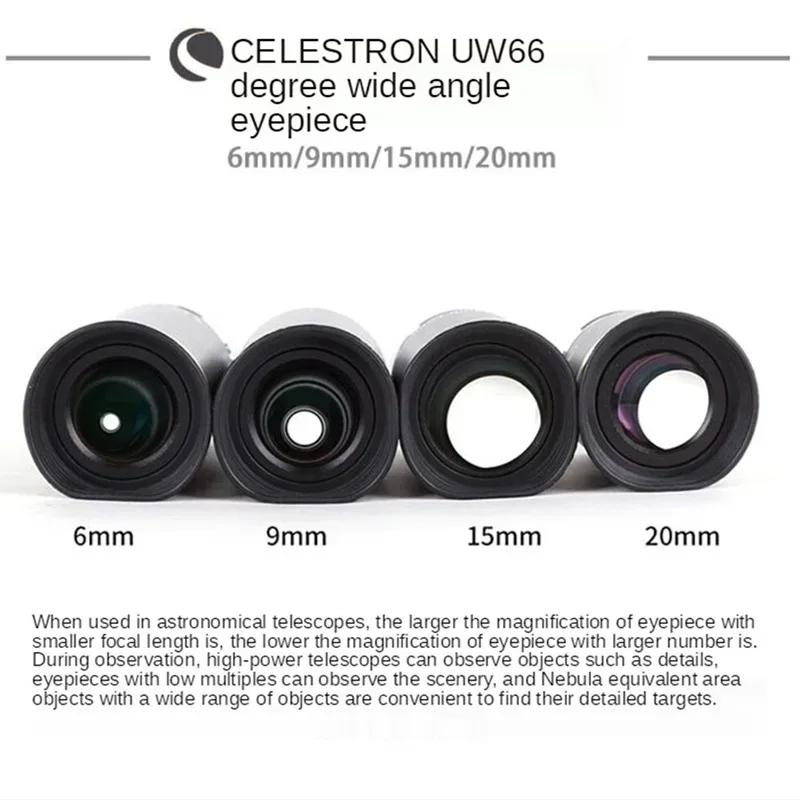 Celestron 66 Degrees Ultra-Wide 6Mm 9Mm 15Mm 20Mm Telescope Ocular Wide Angle 1.25 