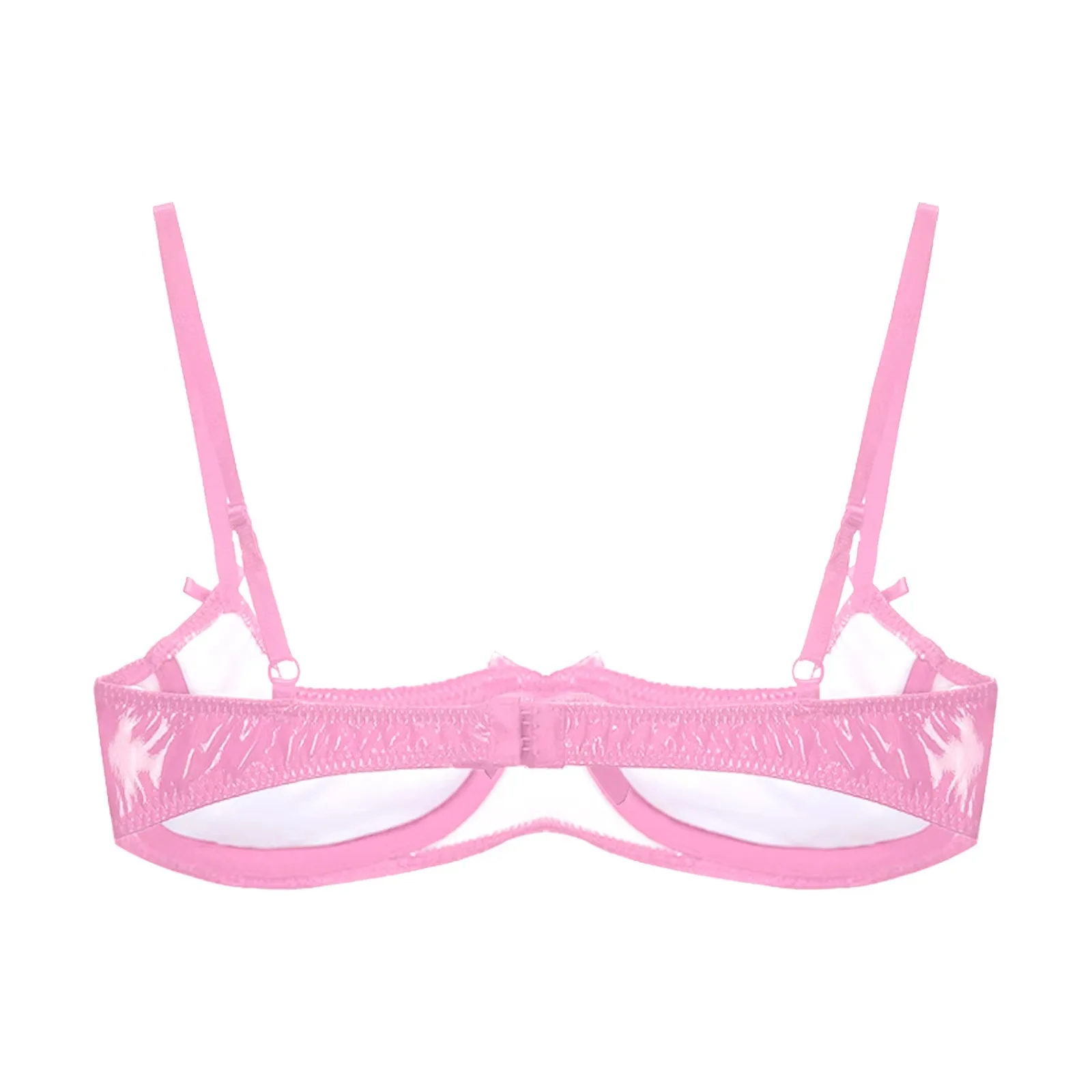 Womens Lingerie Open Breast Bras Wet Look Patent Leather Sexy Open Chest Quarter Cup Brassier Strappy Underwired Bra Underwear