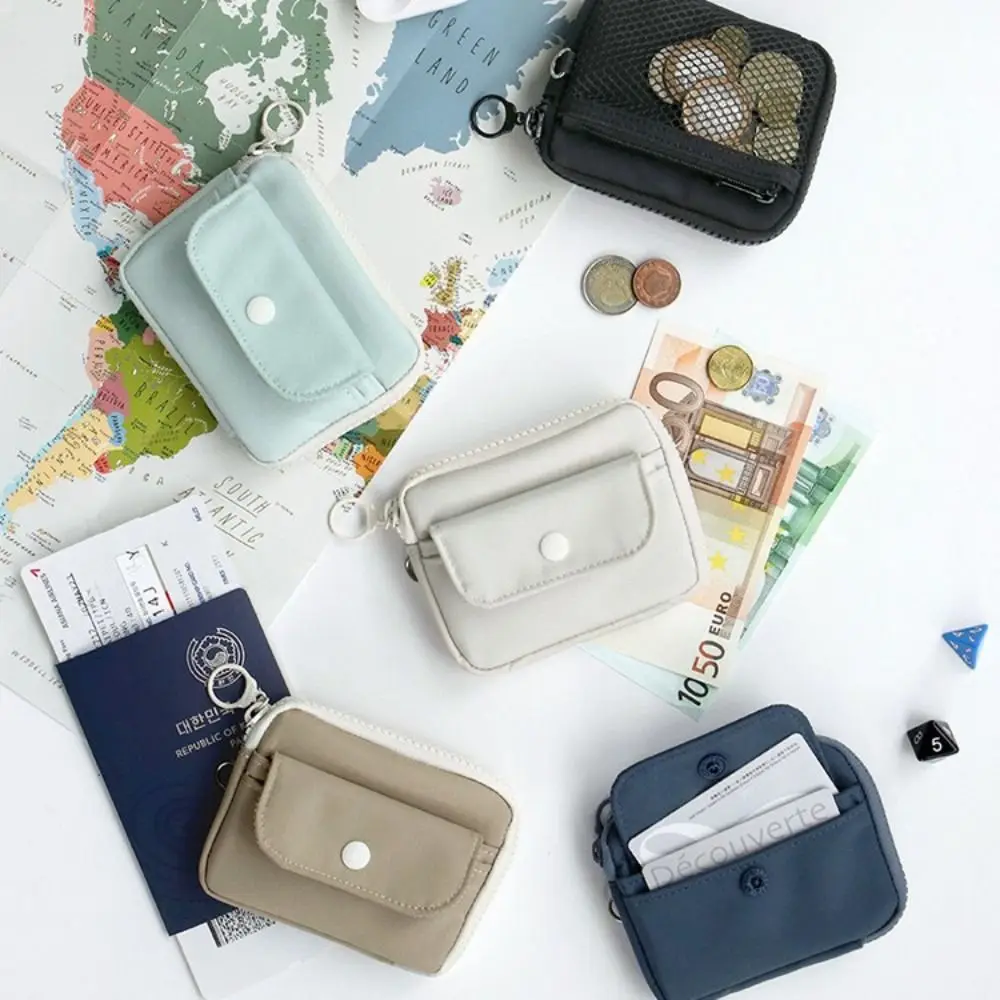 Fashion Solid Color Coin Purse Wear-resistant Zipper Money Bag Card Holders Large Capacity Small Wallet Storage Bag Male Female