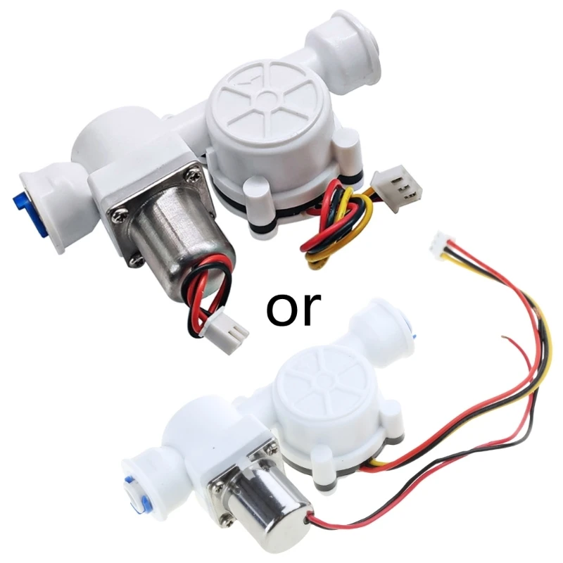 

2 in 1 Water Solenoid Integrated 1/4" Thread Easy Wiring Effect Flowmeter for IC Card Dropship