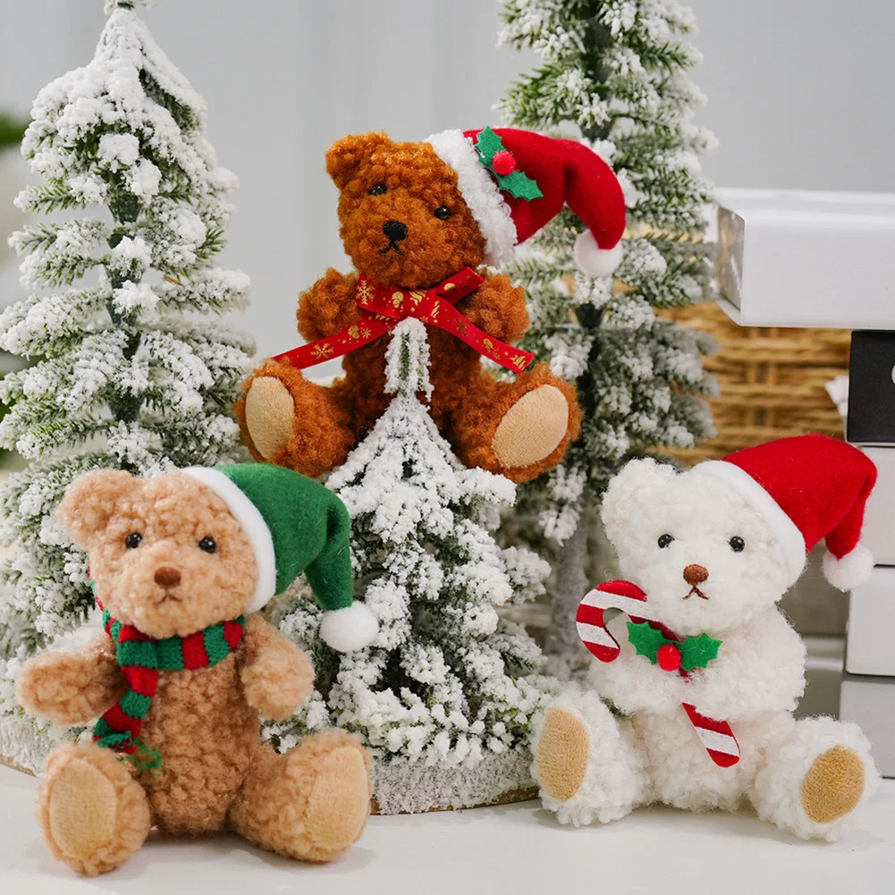 

Christmas Bear Plush Ornaments, Set Of 3 Cute Hanging Decor For Tree, Mantel, Centerpieces And Gifting Xmas