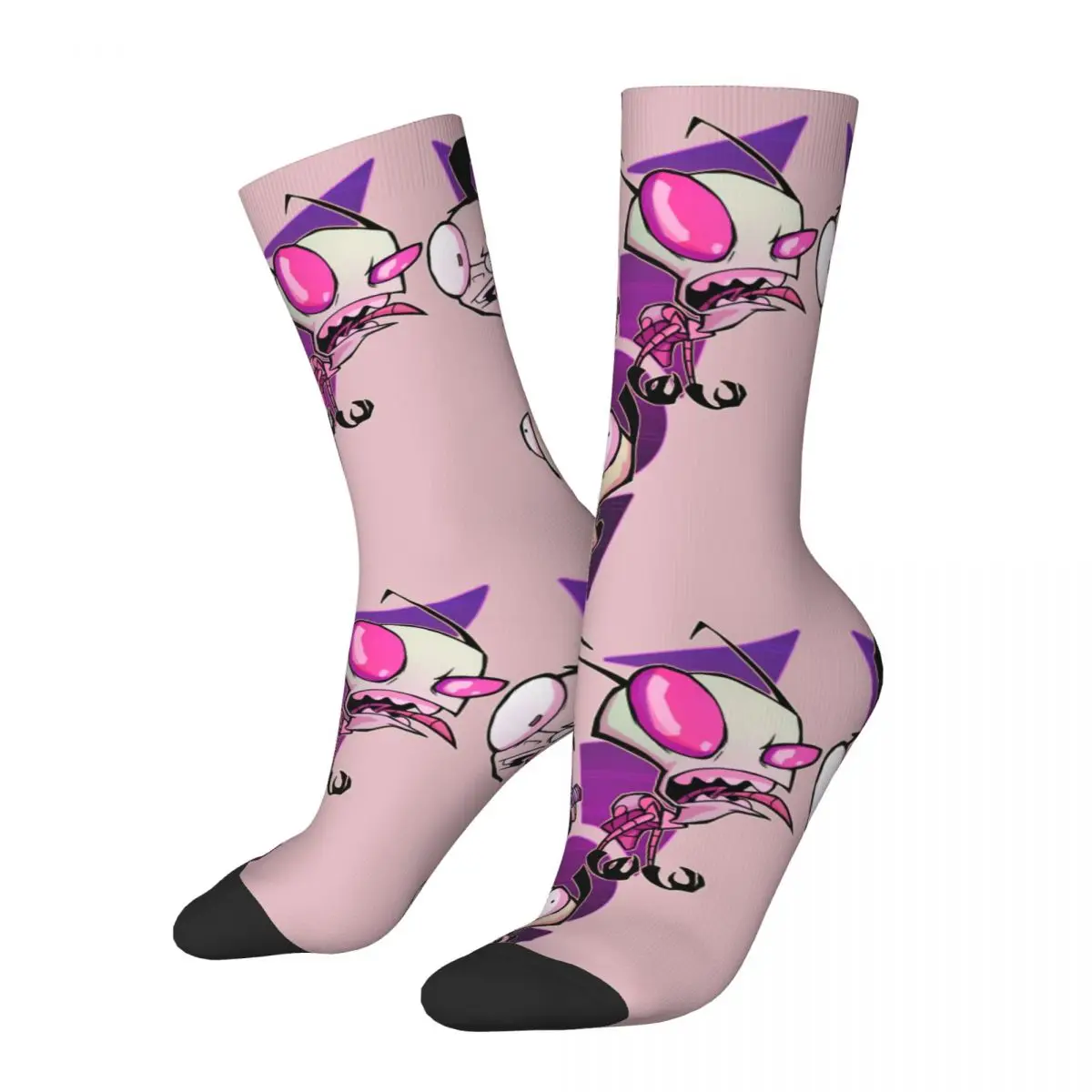 Hip Hop Retro Invader Crazy Men's compression Socks Unisex ZIM Invader ZIM Dib Membrane Harajuku Seamless Printed Crew Sock