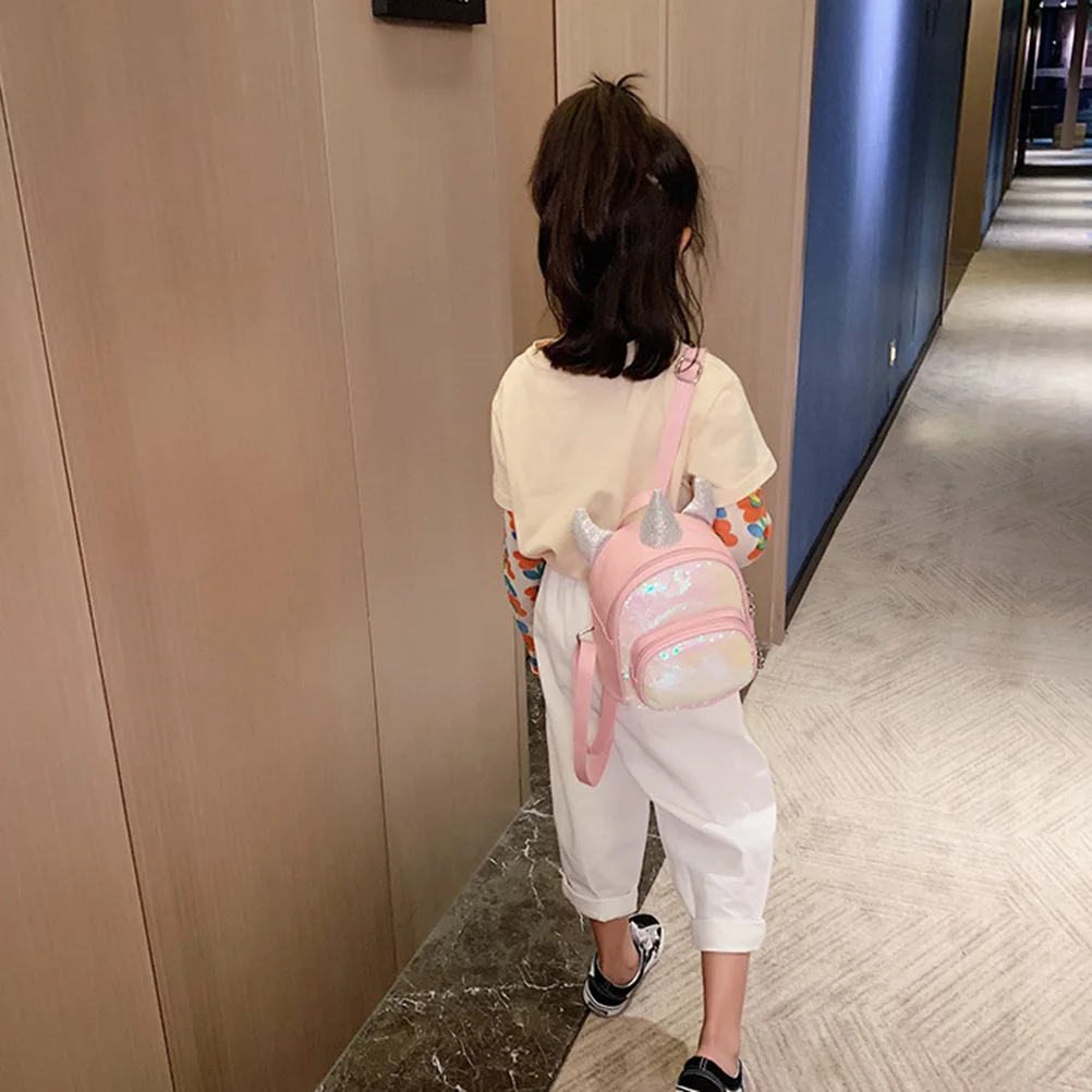 

1Pcs Sequin Unicorn Backpack Pink Silver PU Bling School Bag Travel Outdoor Bag School Backpack