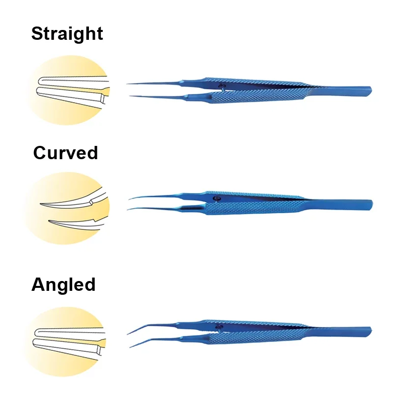 Three Type Choices Tying Forceps Titanium Alloy Ophthalmic Surgical Tool Angle Curved Straight Head