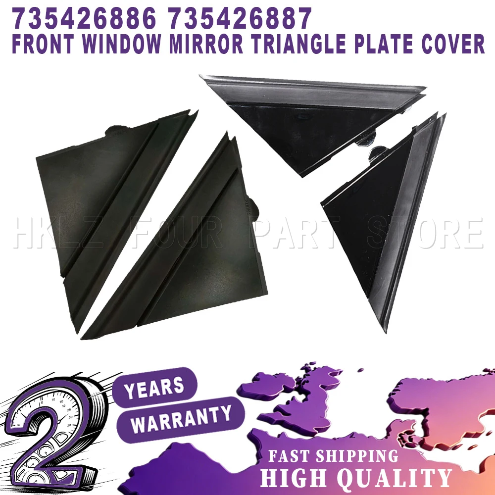 Easy Installation Car Accessories New For Fiat 500 (312) Abarth 500 590 695 Door Front Window Mirror Triangle Plate Cover L+R