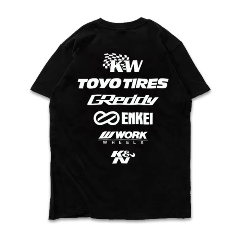 2025 جديد اليابانية تعديل سيارة تي شيرتات قصيرة الاكمام JDM تطور KN الموقف Enkei تعديل موقف KW القطن الخالص الثقافي #3