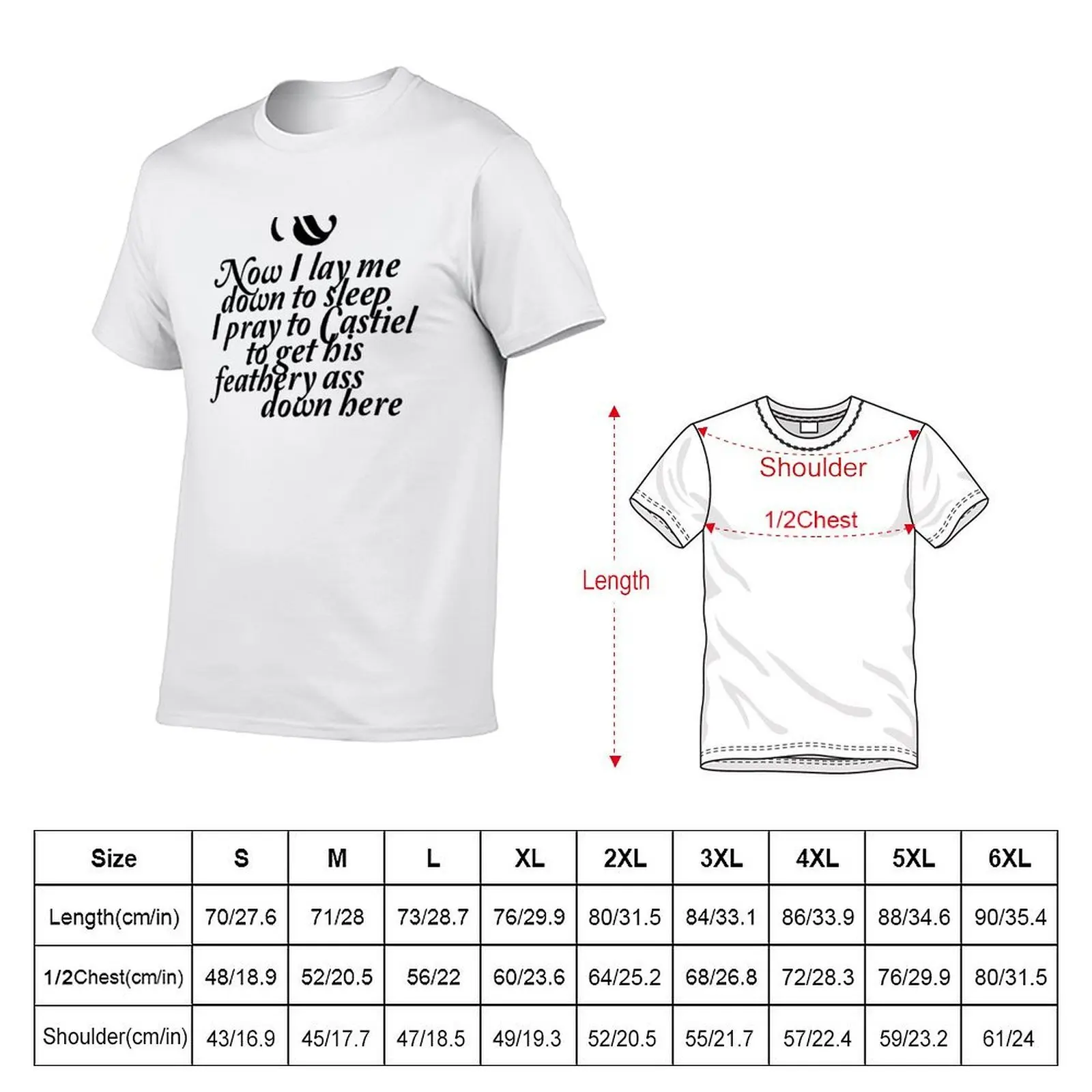 Pray to Castiel T-Shirt man t shirts for men anime tshirt t shirts for man pack white T-shirt