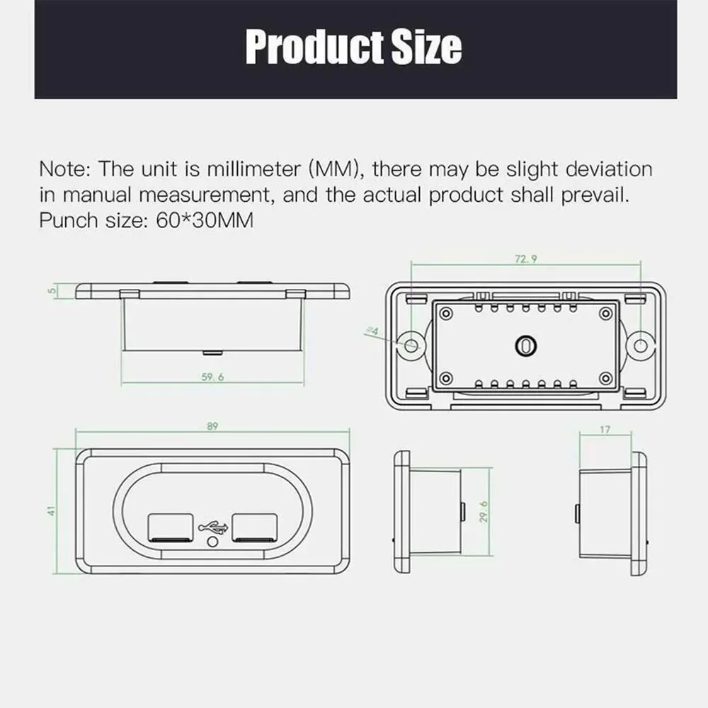 DC5V 3.1A 12V Camper Car Dual USB Ports Charge Socket For RV Motorhome Camping Caravan Bus Ship Charger Modification Accessories