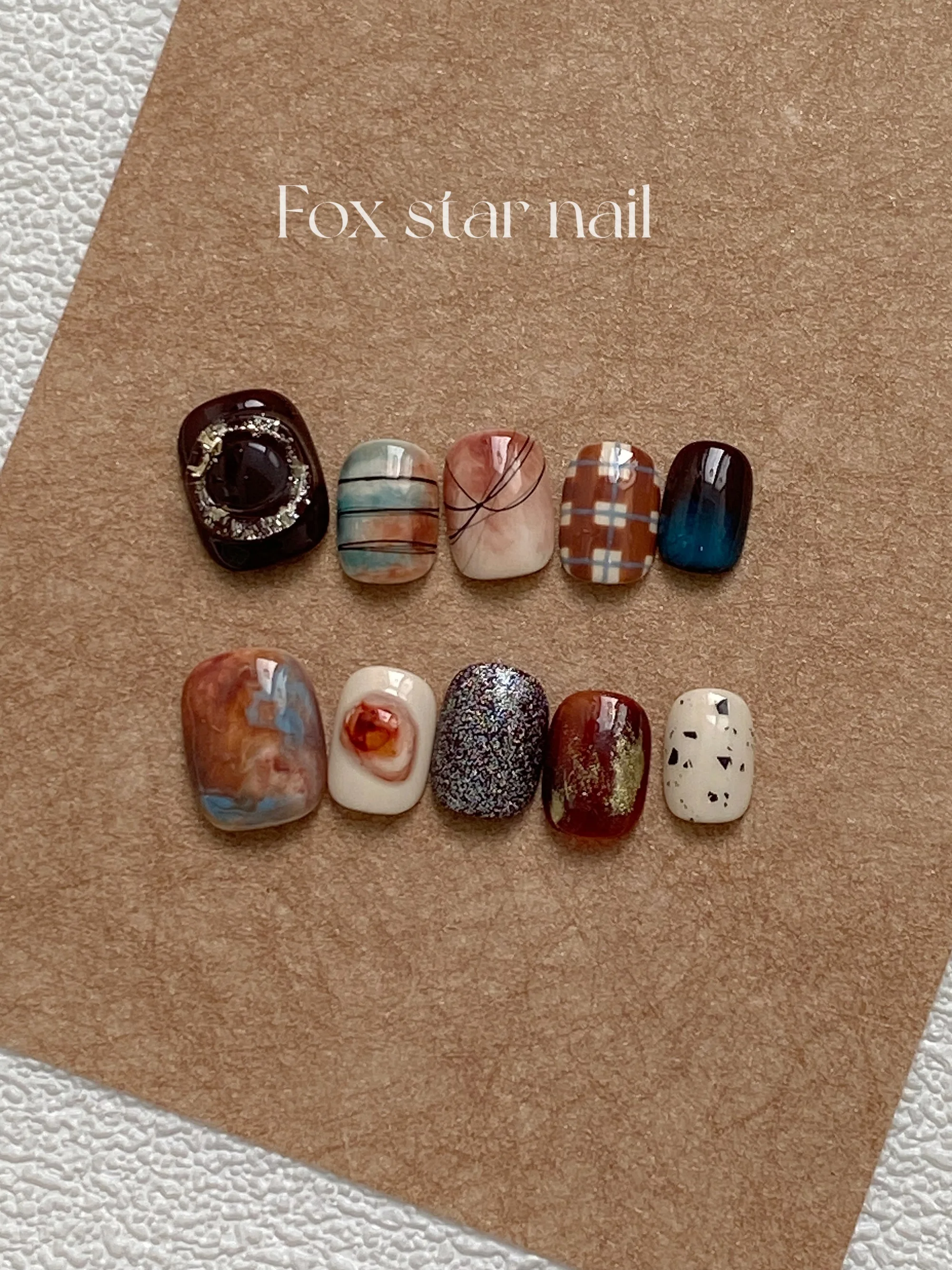 Maillard Wind Blooming in Autumn and Winter, High-grade Hand-made Custom-made Wearing Nail Manicure, Detachable Nail Patch.