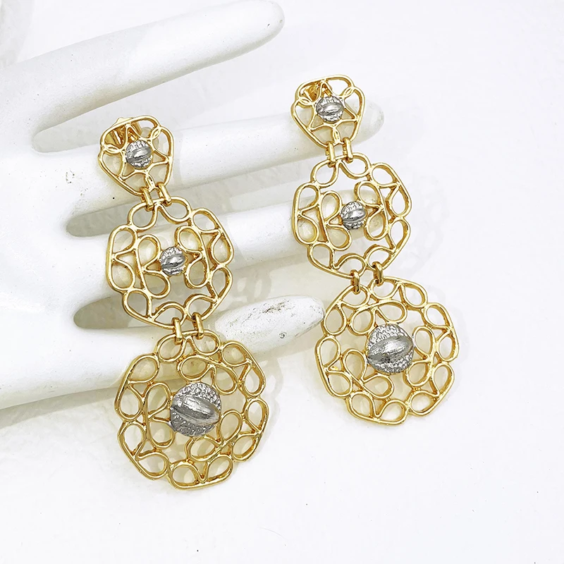 Gold Color Long Earrings For Women Big Drop Earrings Dubai Fashion Jewelry Wedding Party Gift Trending