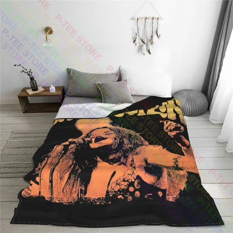 Black Janis Joplin Live Blanket Quilt Bedroom Microfiber Couch Blanket Camping Blanket