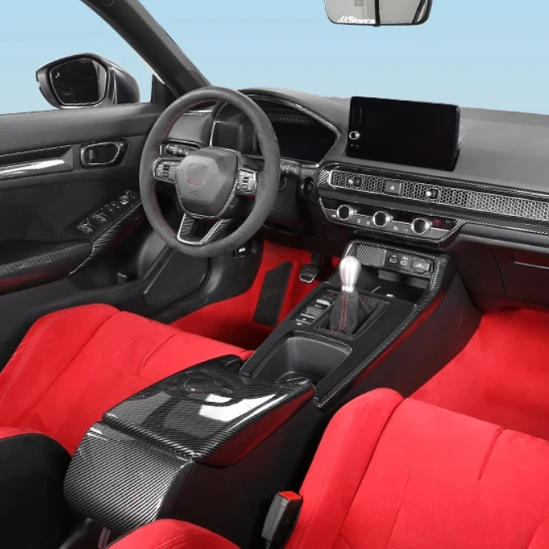 For Honda Civic Type R FL5 2022 2023 2024 2025 Carber Fiber ABS Interior Kit Cover Trim Stickers Car Decorative stickers
