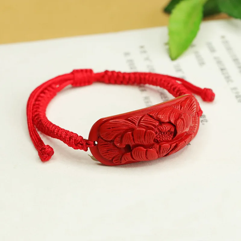 Cinnabar hand rope red sand flower blooming rich hand bracelet cinnabar
