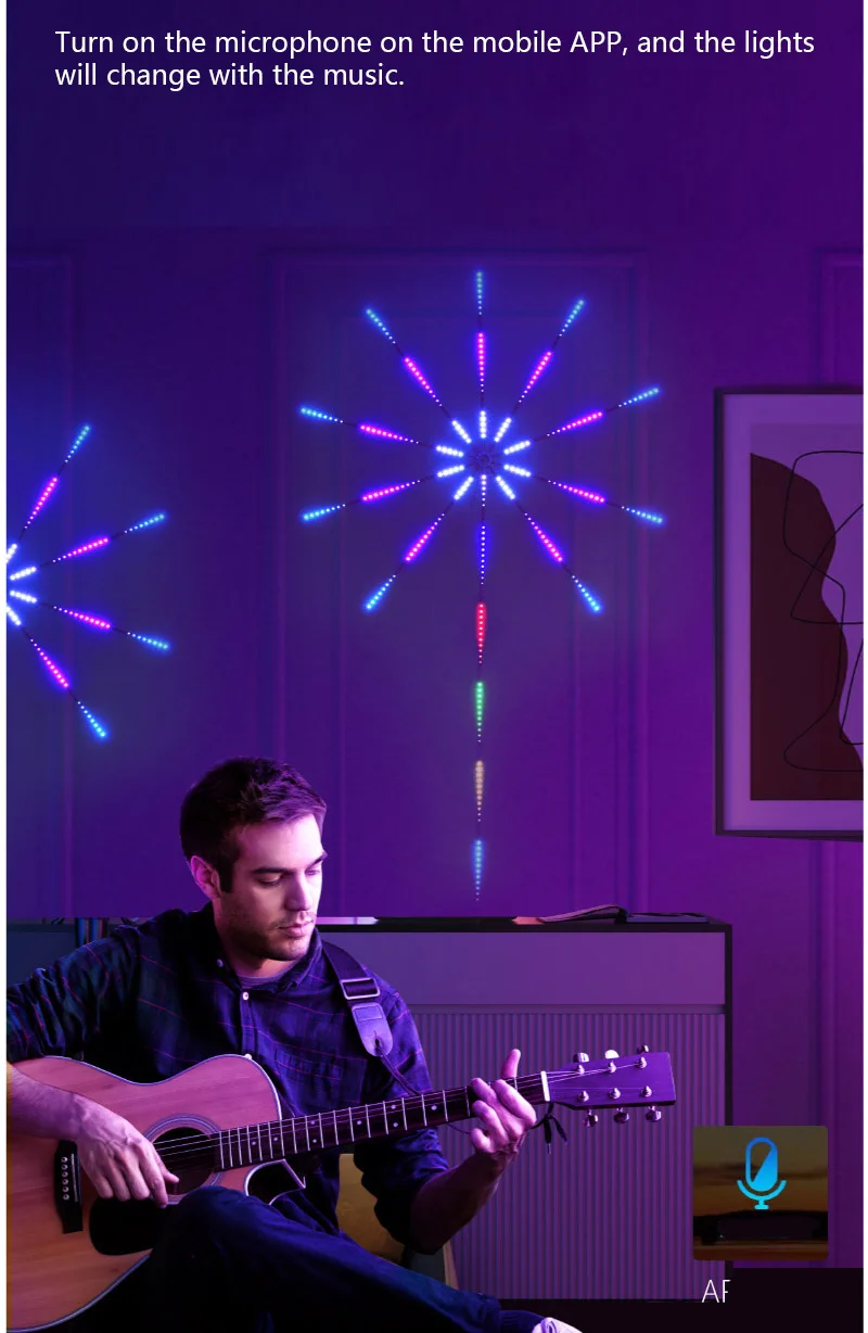 USB 5V LED RGB Fireworks Light APP Smart Control And With Remote Control Music Voice Controlled Decorative Ambient light