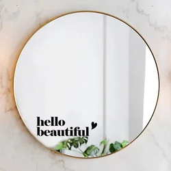 1 unidad de pegatinas creativas de Hello hermosas para espejo de pared, decoración para dormitorio, pegatina de pared, decoración del hogar, papel tapiz para habitación DIY