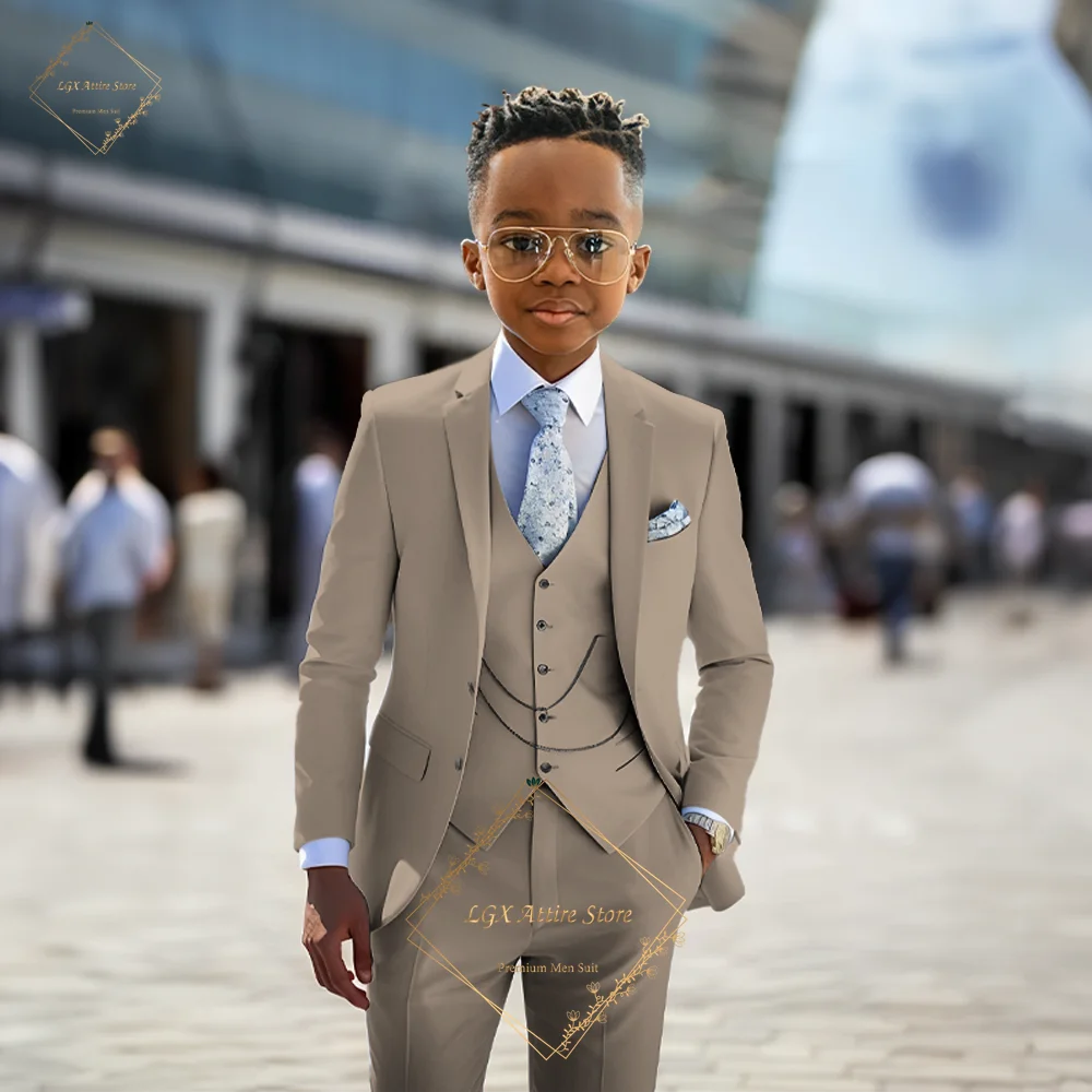 Kid's 3-Piece Suit (Jacket + Vest + Trousers) – Comfortable Slim Fit, Ideal for Weddings, Parties & Birthday Ceremonies