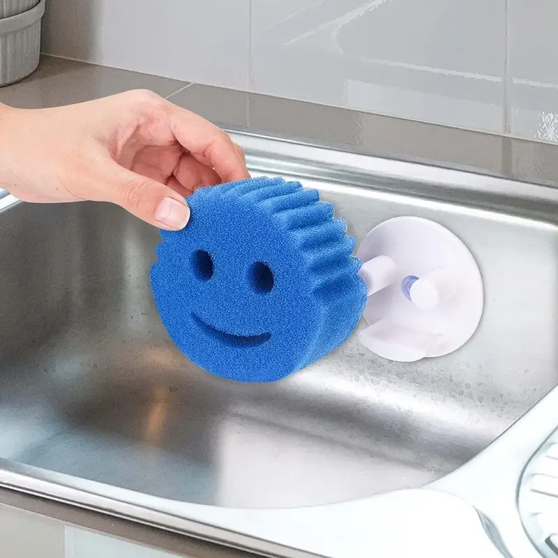 1pc Sponge Holder Suction Cup Smiling Face Sponge Holders for Kitchen Sink Bathroom