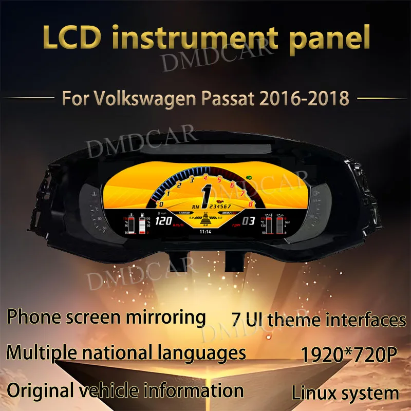 

12.3" Upgrade Speed Meter LCD Digital Dashboard Panel Instrument Cluster CockPit Virtual For Volkswagen Passat 2016-2018