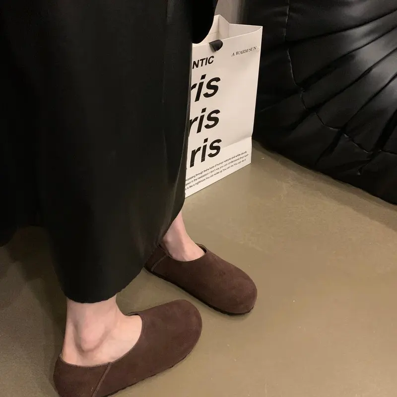 รองเท้าผู้หญิงฤดูใบไม้ร่วงหญิง Moccasin SLIP-ON ปากตื้น Clogs แพลตฟอร์มรองเท้าฤดูใบไม้ร่วงของแท้หนังบนรองเท้าแตะ Creepers NE