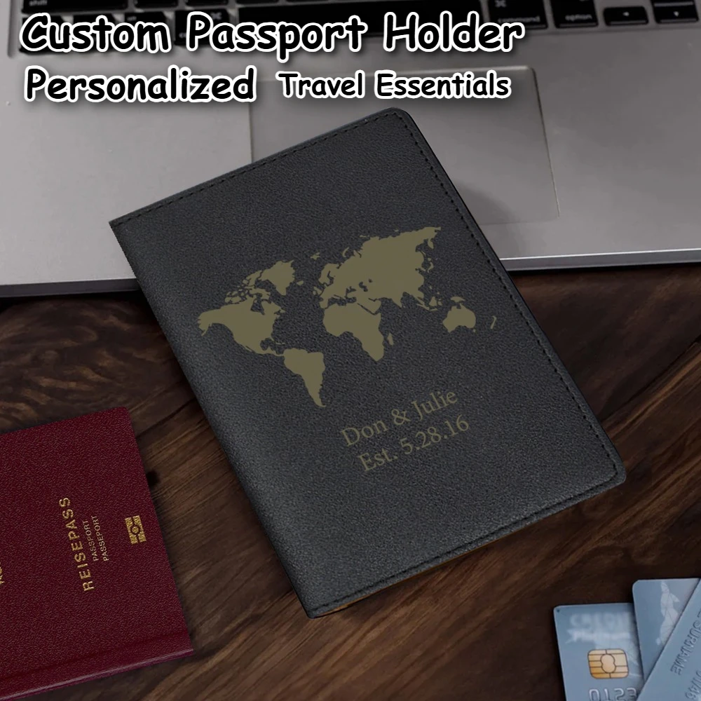 

Custom Passport Holder Map PU Passport Cover Travel Essential Cruise Must Have Passport Holders Slim and Portable for Travel