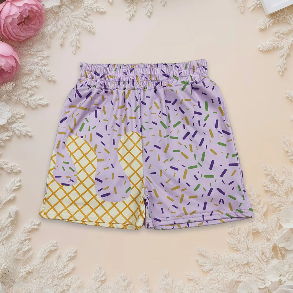 

Hot Sale Kids Baby Boy Mardi Gras Sprinkles Drip Pocket Shorts Bottoms Spring Summer Shorts Boutique Children Clothing Wholesale