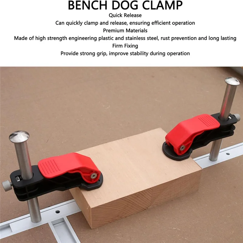 【GIFT】 Étau de fixation rapide pour chien, ensemble de pinces de banc de 20Mm, poignée ferme pour le travail du bois, outils de serrage de table, 2 pièces