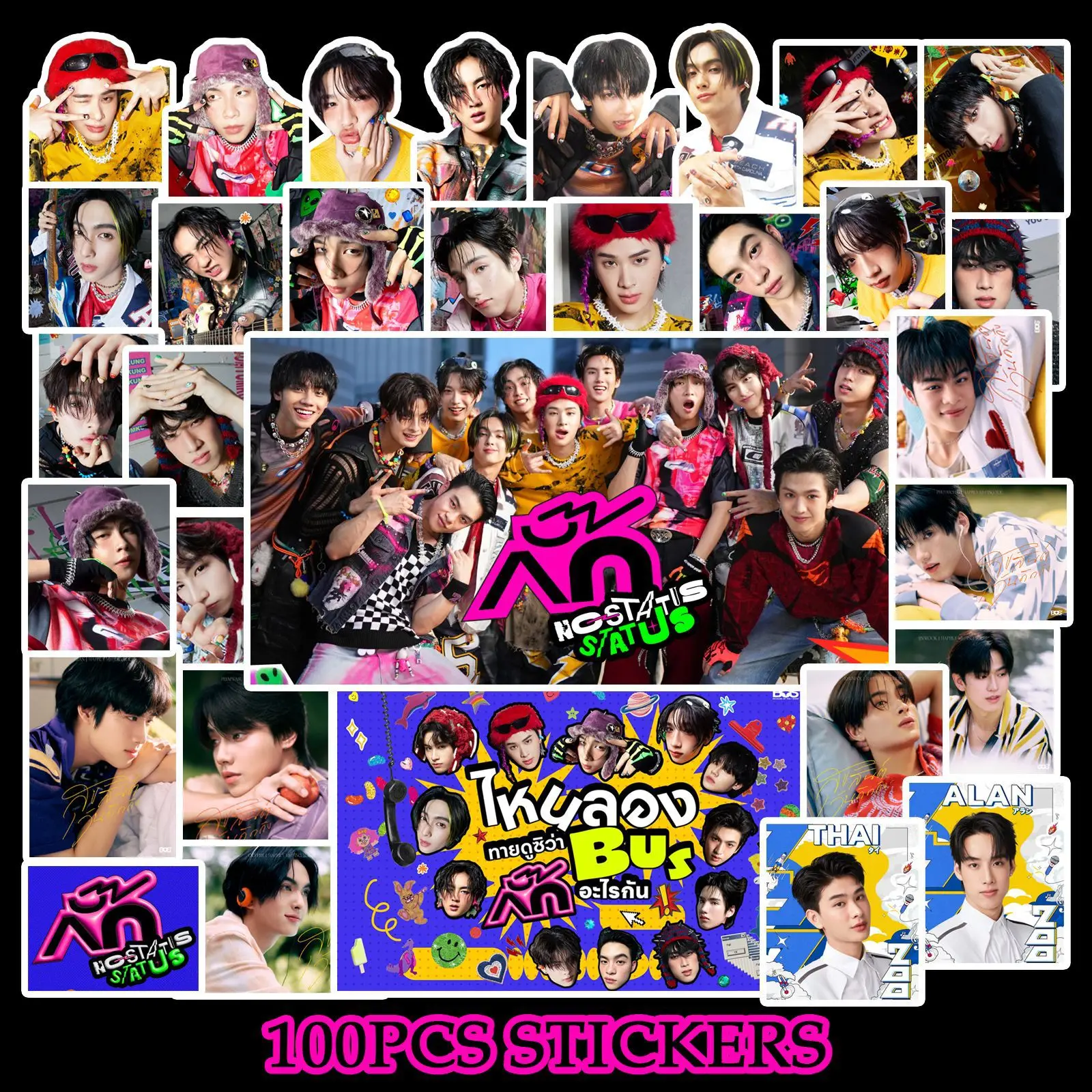100 adet/takım Kpop OTOBÜS Hiçbir durum Durumu Albümü Çıkartmalar PEEMWASU BAKIR PHUTATCHAI Tekrarlanmayan Çıkartmaları Telefon Günlüğü Fincan Bagaj Dekor
