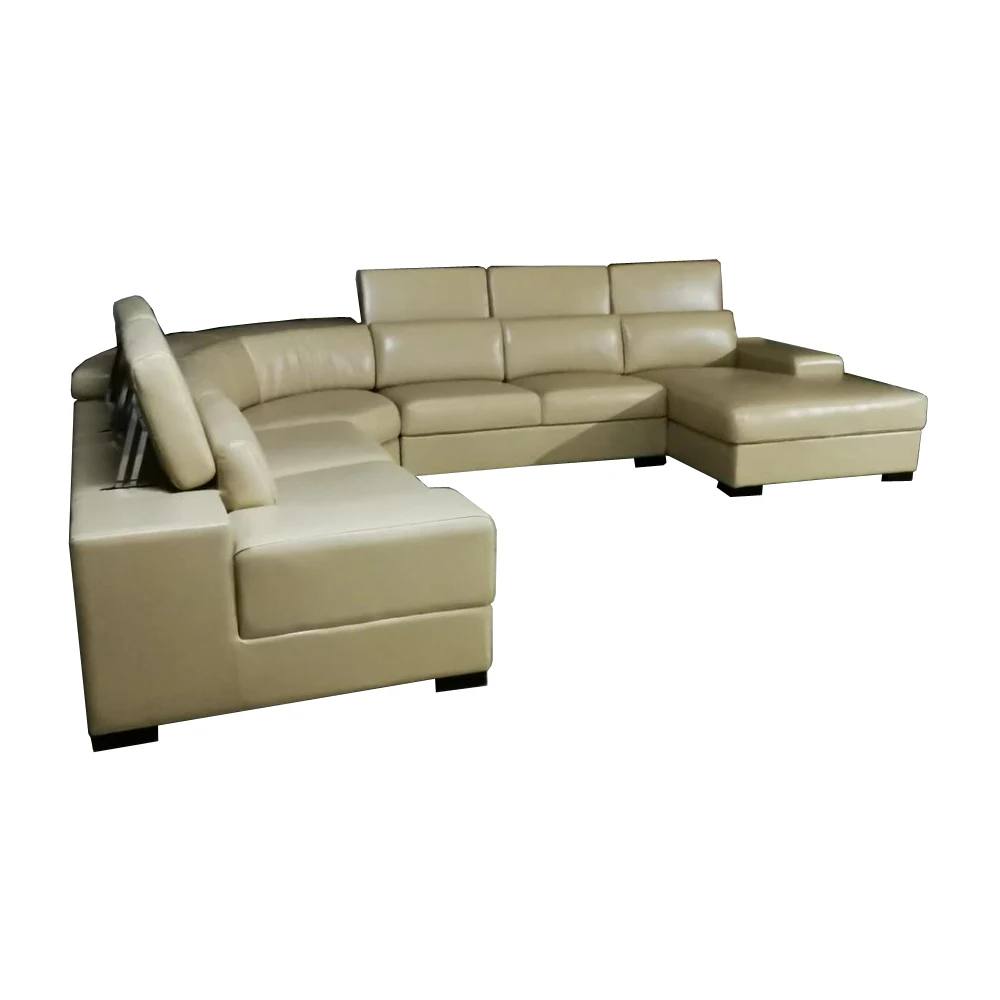 L-Shaped Corner Couch, Modern Genuine Leather Sectional Sofa, Spacious Modular Living Room Sofa with Chaise for Home & Lounge