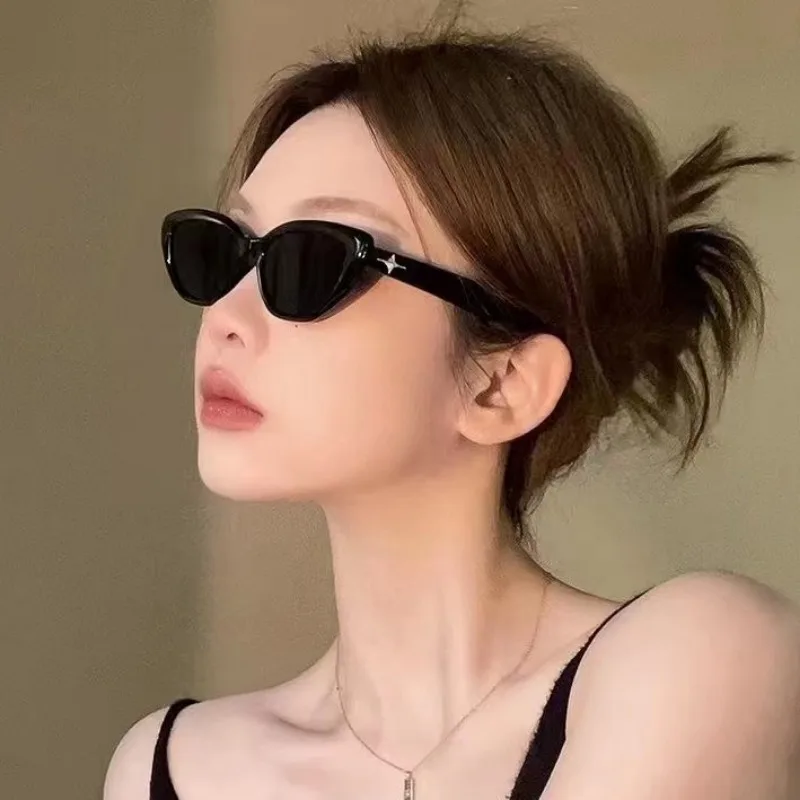 New Small Frame Glasses Pointed Cat Eye Star Style Men's Versatile Trend High Sense Women's Sunglasses
