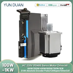 YUN DUAN 100W-1KW AC Servo Motor Drive Kit CANopen/EtherCAT 21Bit Single/Multi Turn Magnetic Encoder 40/60/80mm Servo 3000rpm