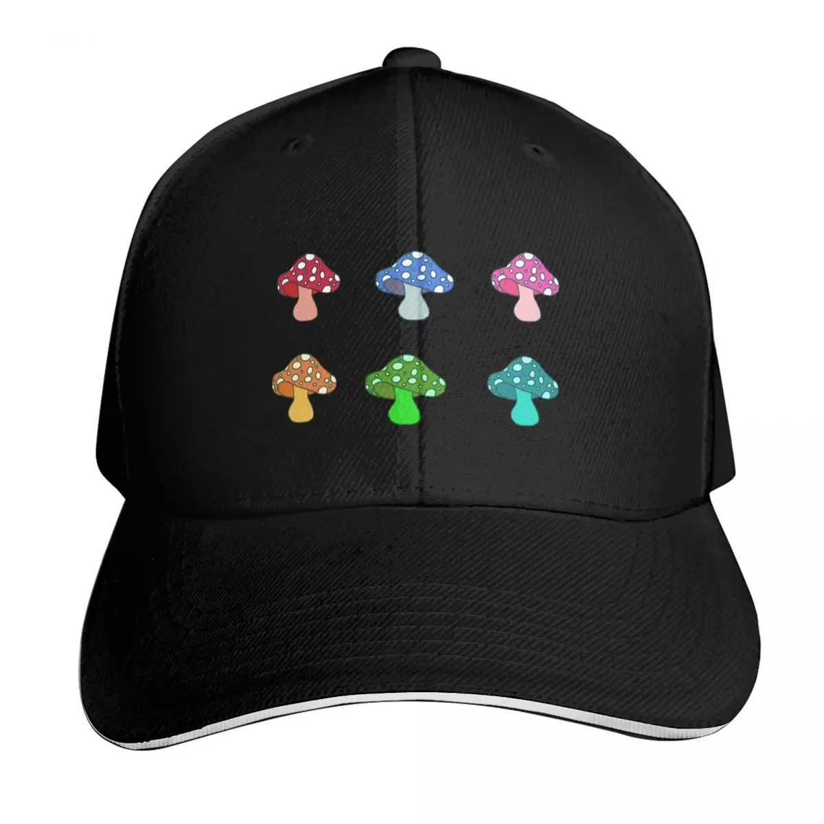 Mushroom Collection Baseball Cap Quick Dry Performance Cotton Twill Breathable Contrast Two Tone Brim