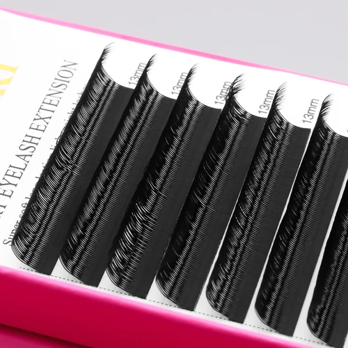 Imagen 2 del producto Extensiones de pestañas XIUSUZAKI con forma de U, flores paralelas, negro mate, puntas dobles naturales, pestañas 2D YY, pestañas prefabricadas, pestañas de volumen