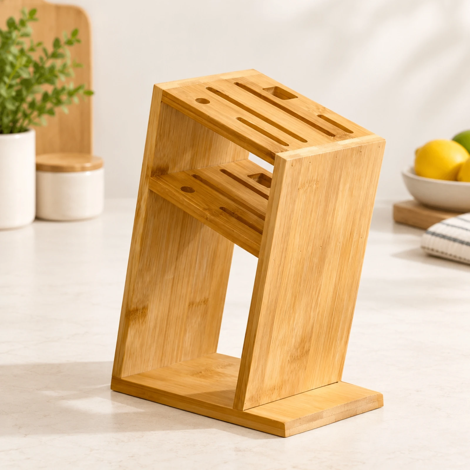 Countertop Blade Rack Long-Lasting Slanted Blade Rack with Ventilation Slots Kitchen Storage Compact Easy to Clean