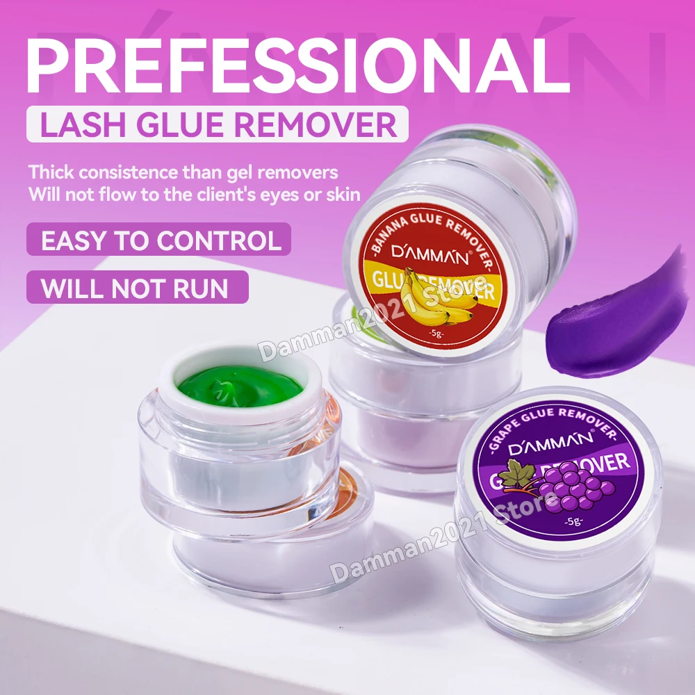 Damman 5/10 Uds removedor de pegamento para pestañas 5g crema de eliminación de sabor a fruta crema profesional removedora de pegamento para pestañas para extensiones de pestañas