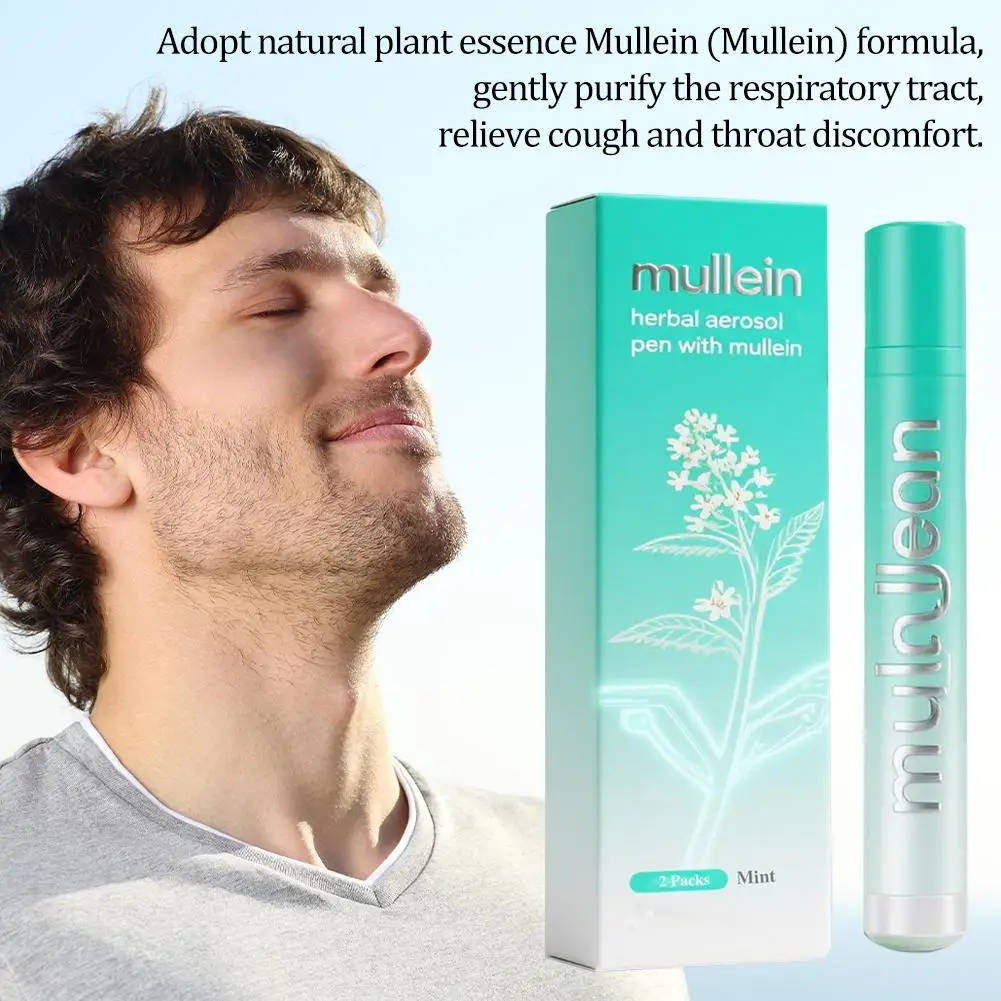 

2 упаковки Mullein, очищающее средство для легких, травяная аэрозольная ручка, дыхательная ручка с детоксикацией, освежение дыхания, улучшение ингалятора для легких носа K8A0