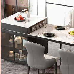 Slate island dining table integrated foldable open multi-functional living room kitchen customized