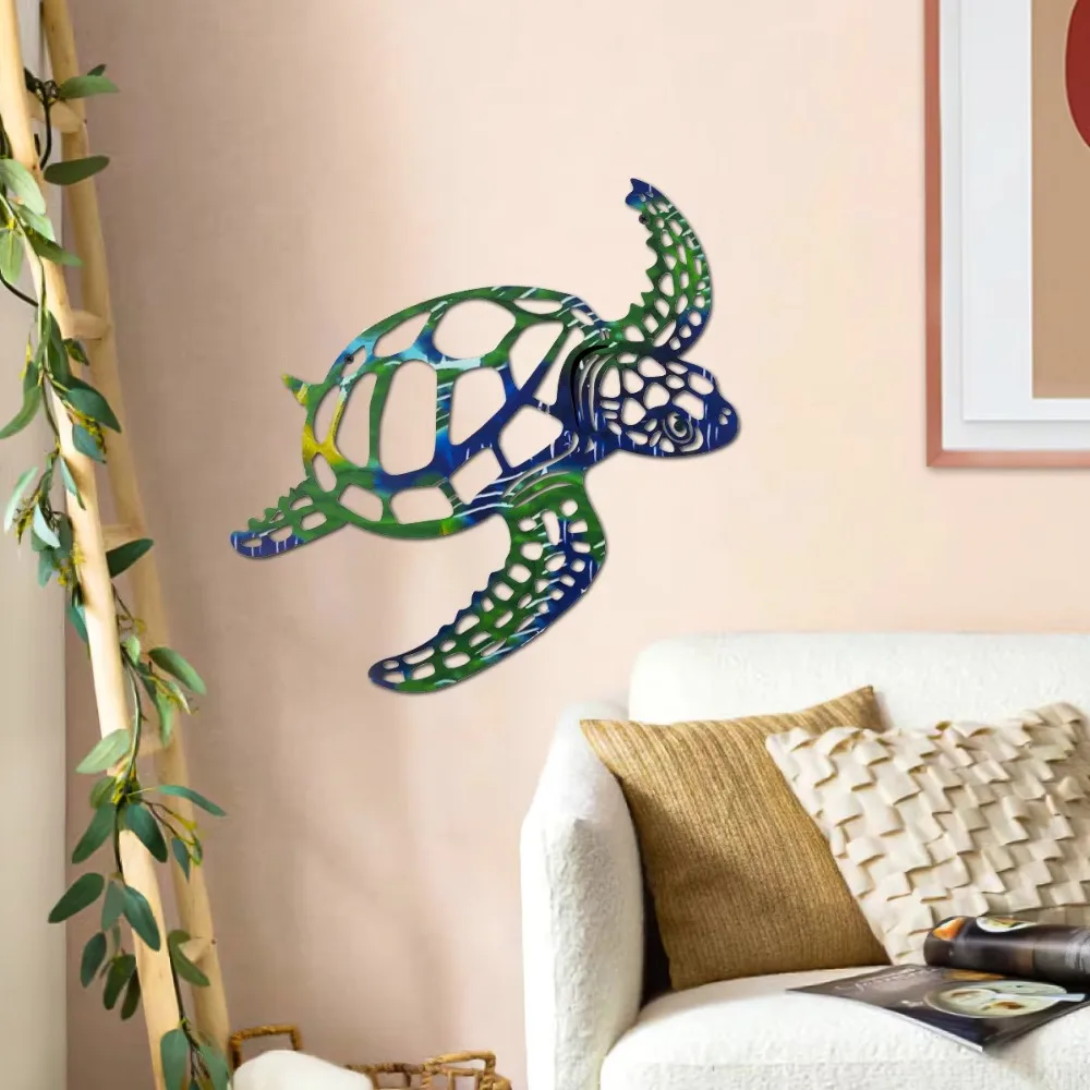 CIFBUY Metal Wall Decor Artistic Iron Sea Turtle Coastal Accent Unique Indoor Hanging Ornament Living Room Home Decoration