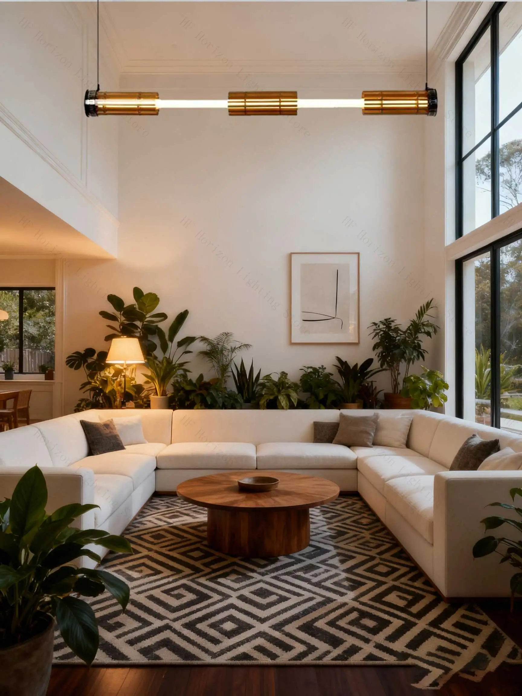 American Vintage Wood Pendant Light Long Tube LED Linear Lamp for Hotel Corridor Bedroom Dining Room Bar Lighting