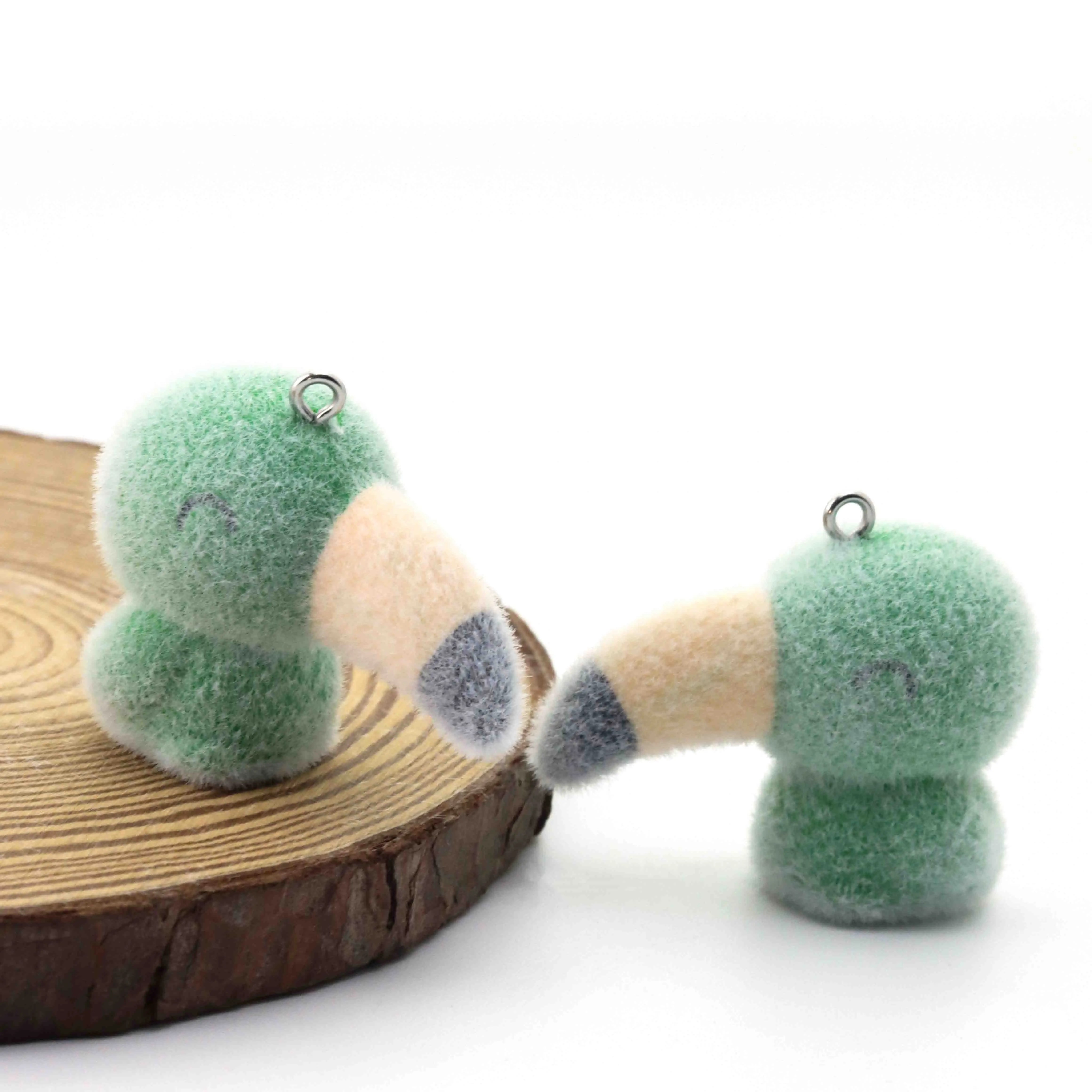 

10pcs Resin Flocking Creative Green Platypus Pendant Diy Keychain For Headwear Bag Car Pendant Jewelry Accessories