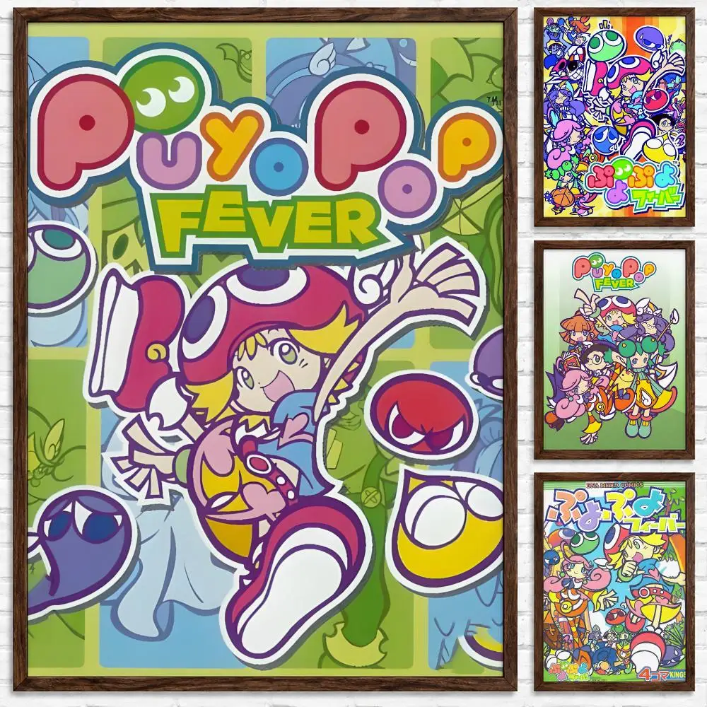 Colorful Puzzle Game Puyo Pop Fever Poster Self‑Adhesive Waterproof Poster Sticker Coffee House Bar Wall Art Home Decor