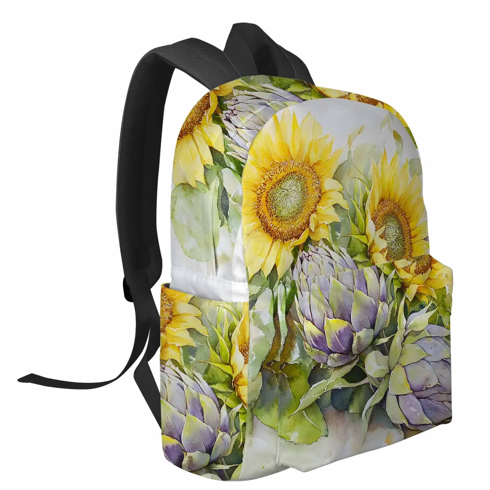 Watercolor Summer Sunflower Flower Backpacks Teenagers Student School Bags Men Women Travel Mochila