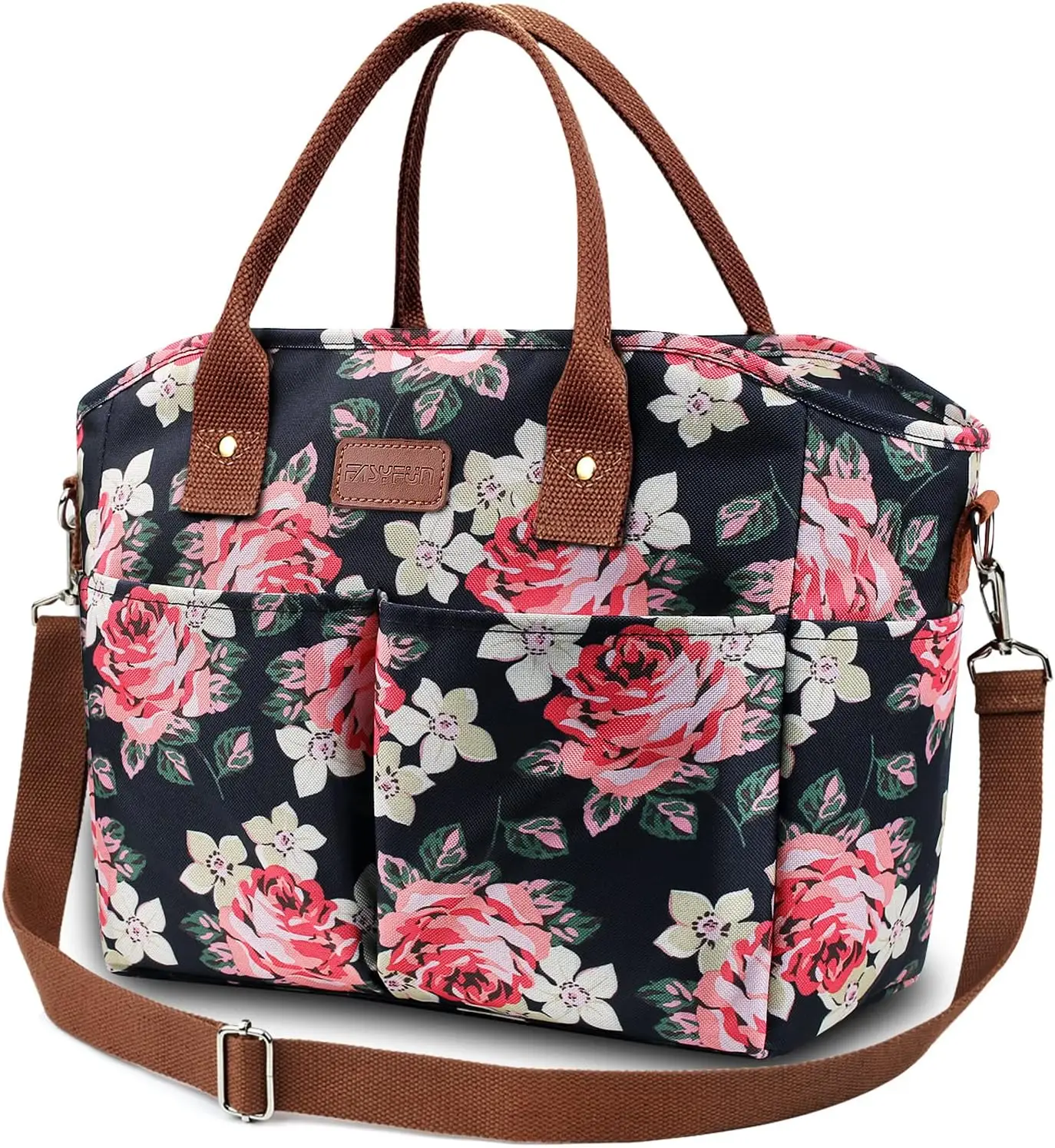 Lunch Bags for Women Insulated Thermal Lunch Tote Bag with Shoulder Strap Upgrade Large Lunch Box Container Drinks Holder for Ad